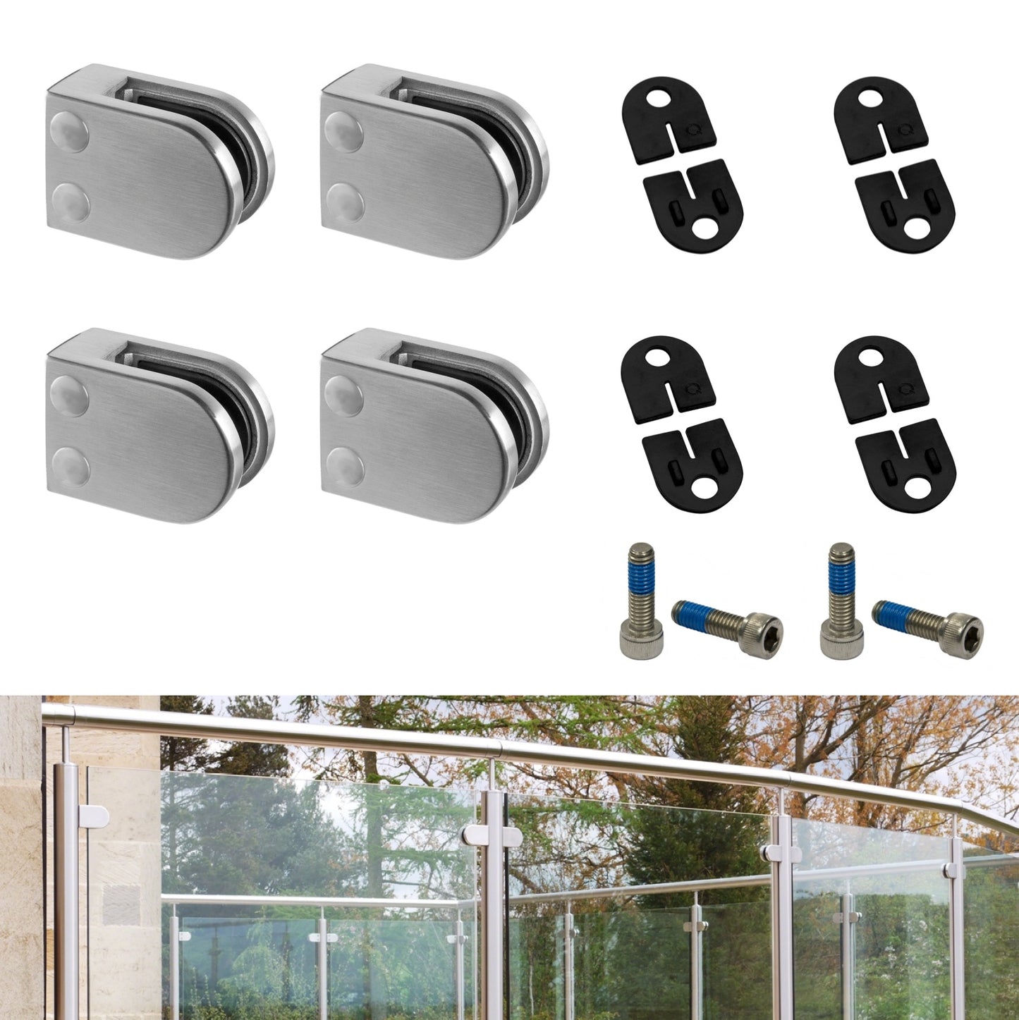 Q-Railing Round Glass Clamp | MOD 2500 | 316 Stainless Steel.