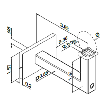 Q-Railing Square Handrail Bracket | MOD 4111 |  Stainless Steel 316 Wall Mounting Brackets