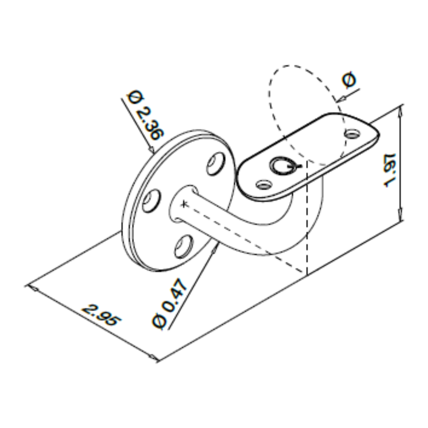 Q-Railing Round Wall Mounted Handrail Bracket | MOD 0112 | 316 Stainless Steel..