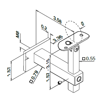 Q-Railing Square Adjustable Handrail Bracket | MOD 4145| 316 Stainless Steel