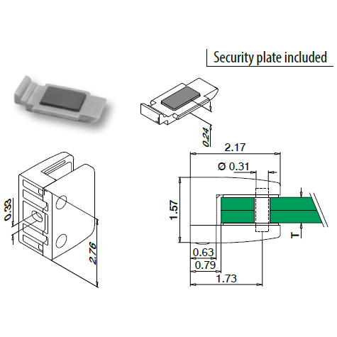 Q-Railing Square Glass Clamp | MOD 2400 | 316 Stainless Steel