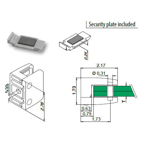 Q-Railing Square Glass Clamp | MOD 2300 | 316 Stainless Steel