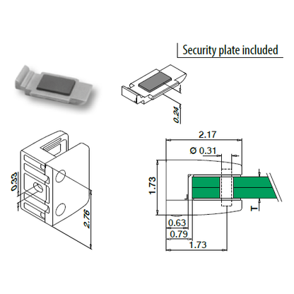 Q-Railing Square Glass Clamp | MOD 2300 | 316 Stainless Steel