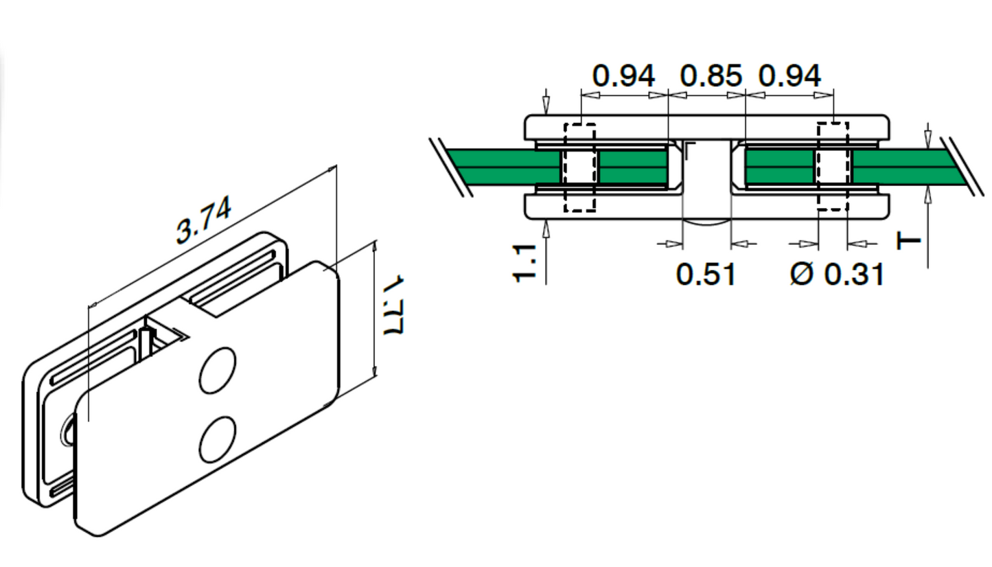 Q-Railing Square Glass Clamp Connector | MOD 4270 | 316 Stainless Steel