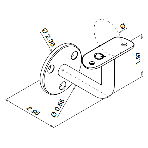 Q-Railing Round Wall Mounted Handrail Bracket | MOD 0100 | 316 Stainless Steel.