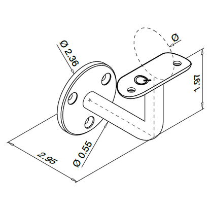 Q-Railing Round Wall Mounted Handrail Bracket | MOD 0100 | 316 Stainless Steel.